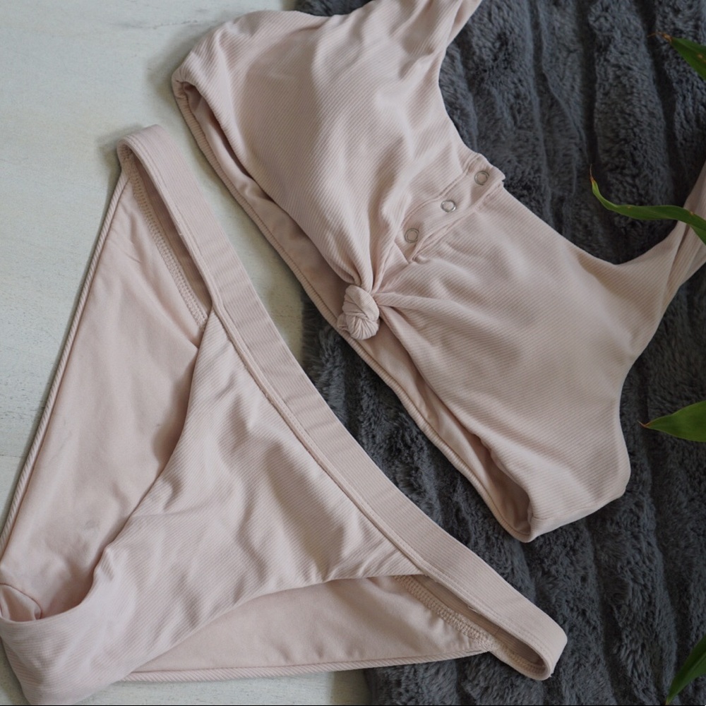 Baby Pink Ribbed Bikini